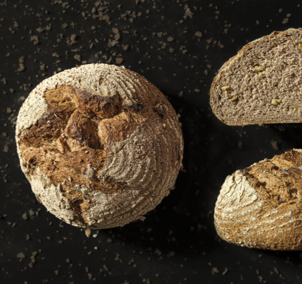 Round wholemeal loaves