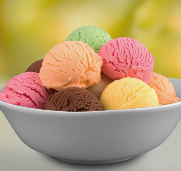 Different flavors of ice cream scoops
