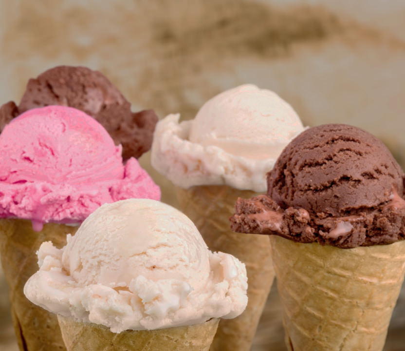 Cones with ice cream