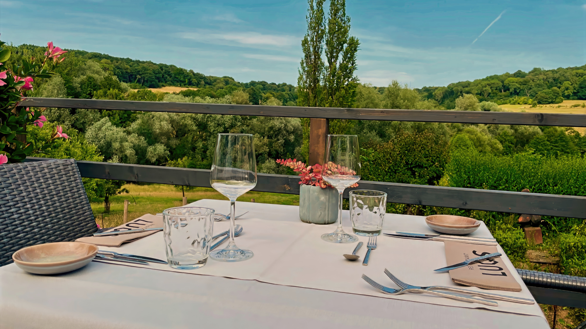Terrace with beautiful panorama on the South Limburg hills.