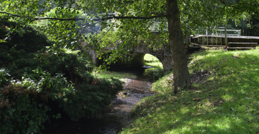 River flows past Group accommodation Notredam