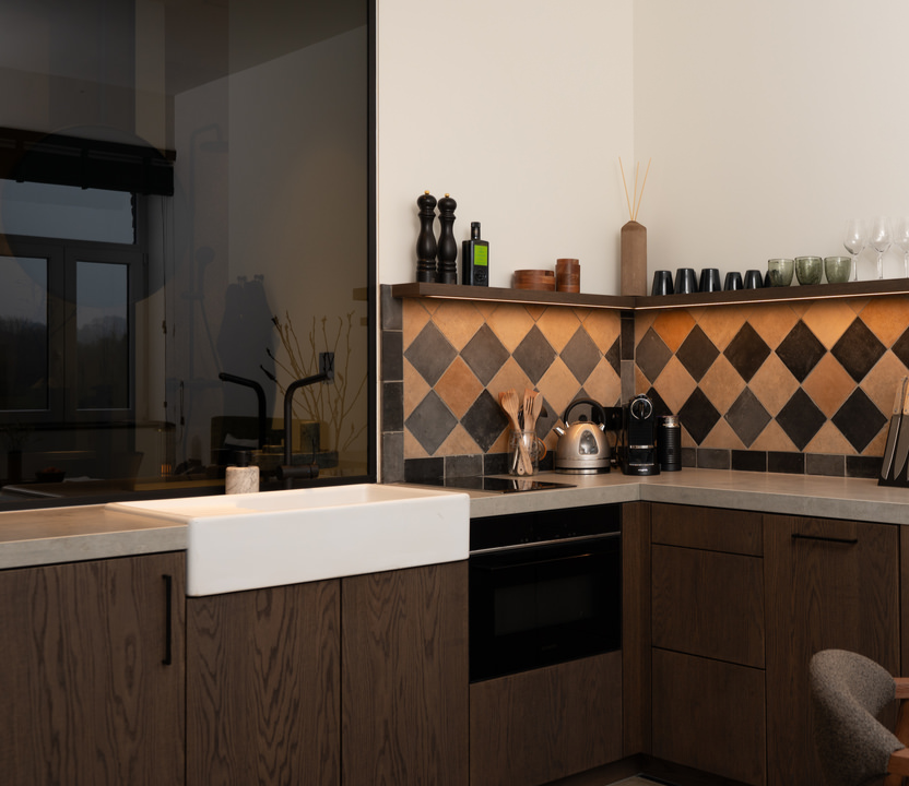 De keuken van een vakantiewoning in Hoeve de Bies