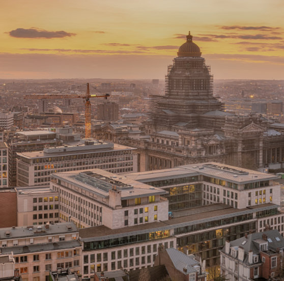 Brüssel aus der Luft gesehen mit dem Stadtzentrum